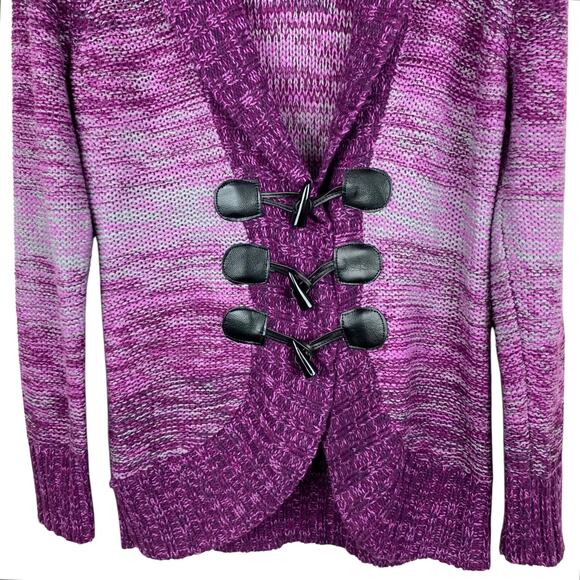 Boy Meets Girl Cardigan Sweater Purple Knit Toggle Longer Length Junior's L - Picture 3 of 8
